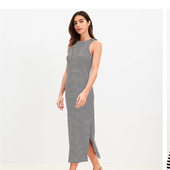 Ann Taylor Loft Striped Midi Tank Dress NWT Small - Picture 1 of 4